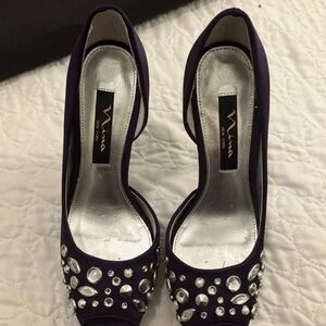 Nina Women's Purple Heels with Crystal Embellishments